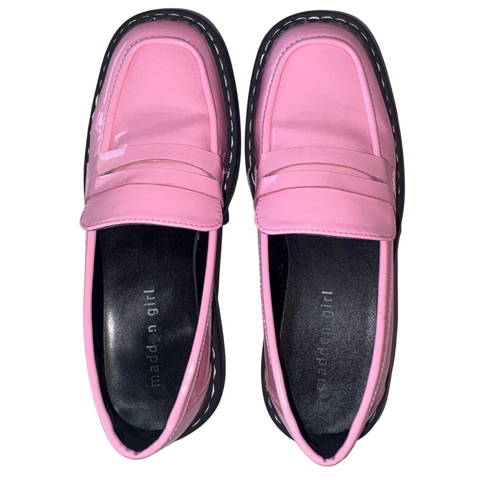 Madden Girl Pink Platform Chunky Penny Loafer Lug Sole Glossy Y2k Preppy 7.5 - Picture 6 of 11